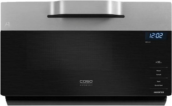 Picture of Caso IMCG25 Design Hot/Cold Microwave Inverter Technology in Wave Design Inverter 900 Watt Microwave/Grill Heating Air Heating (110 – 200 °C)/25 L Capacity for Energy-Saving and healthier Up, black / silver