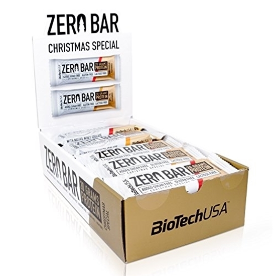 Изображение BioTech USA Zero Bar X-MAS Edition Mix Box, 20 x 50g, LOW CARB & LOW FAT, 45% PROTEIN, 0% Sugar, perfect for diet, any taste 10x