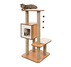 Изображение Vesper Cat Furniture "High Base" walnut - Cube Cave with two platforms