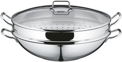 Picture of WMF Macau Stainless Steel Wok with Steamer and Lid, 36cm