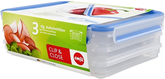Picture of Emsa Healthy Freshness ("Gesunde Frische") 508556 Clip & Close Cold-Cuts Food Container Box 3 x 1 L