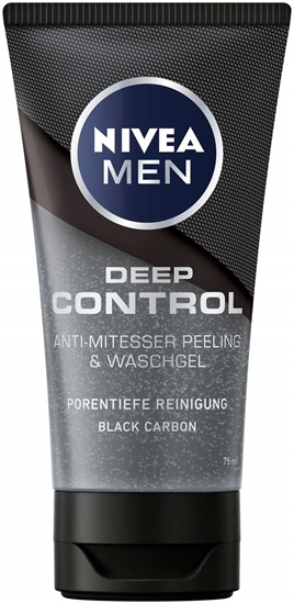 Изображение Nivea Men Deep Control Anti-Blackhead Peeling and Wash Gel in 1 Pack (1 x 75 ml) 