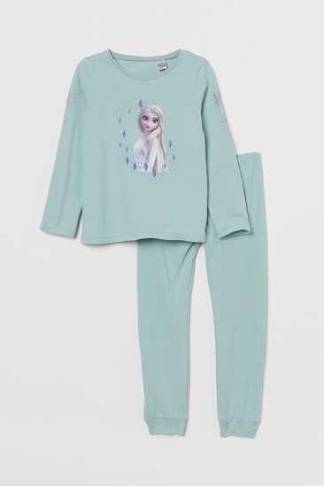 Изображение H&M Jersey pajamas, Turquoise / ice queen