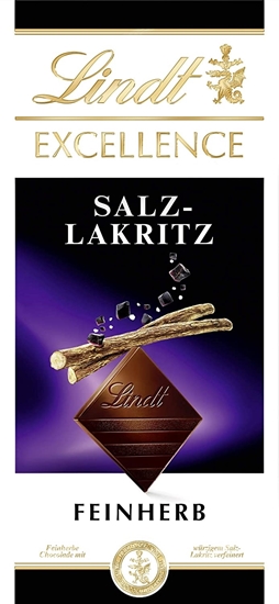 Изображение Lindt EXCELLENCE bar, fine bitter chocolate refined with salt and liquorice, 1-pack (1 x 100 g)