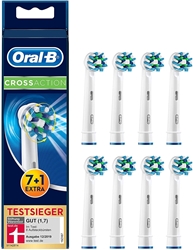 Picture of Oral-B CrossAction brush heads, 16-degree angle bristles for superior cleaning, 7 + 1 pieces