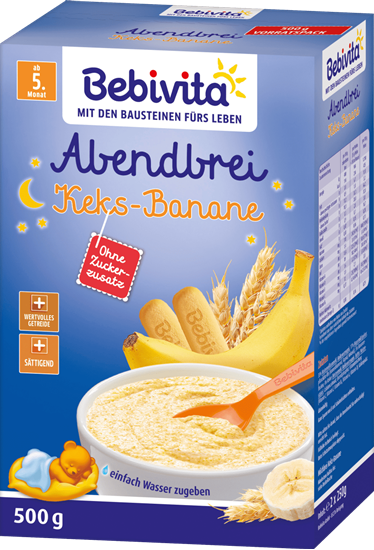 Изображение Bebivita Milk porridge evening porridge biscuit banana after the 4th month, 500 g