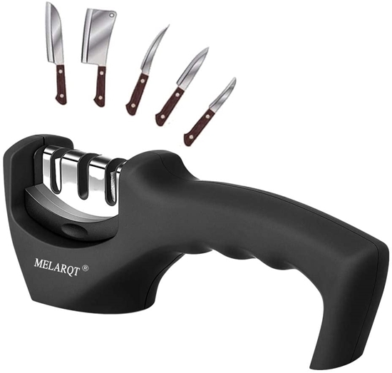 Picture of Knife Sharpener, 3 Stages Knife Sharpener, Professional Manual Knife Sharpener, Effective for Stainless Steel and Ceramic Knives of All Sizes