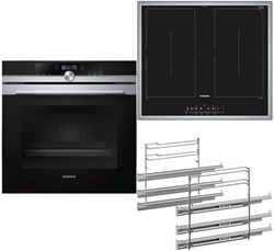 Изображение Siemens EQ872DV01R cooker set with induction hob consisting of HB672GBS1 + ED645FQC5E + HZ638370 stainless steel