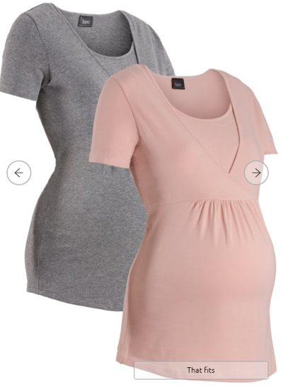 Изображение Bonprix Maternity shirts with breastfeeding function, 2-pack, Color: Pink & Gray, Size : 36/38