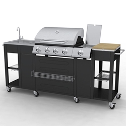 Изображение vidaXL G-BBQ KIT 4 + 1 DE MODEL Professional outdoor rustproof stainless steel / steel kitchen