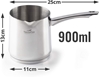 Изображение ROSMARINO Stainless Steel Induction Mocha Jug 900ml - Modern Turkish Cezve Coffee Pot with 3-Layer Steel Base (900ml)