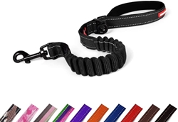 Изображение EzyDog Zero Shock Dog Lead for Large Dogs - 64 cm, Reflective for Maximum Safety - Elastic Lead with Bungee Shock Absorber, Color: Black