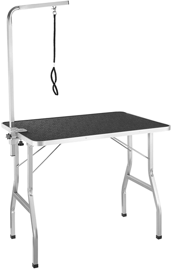 Picture of TecTake 800673 Trimming Table for Dogs / Cats with Height-Adjustable Boom Collapsible with Scratch-Resistant Rubber Surface 360° Rotating Tether Various Colours