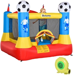 Изображение Outsunny Inflatable Bouncy Castle with , for 2 Children, with Fan for 3-12 Years