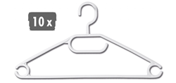 Picture of 10-pack coat hangers made of plastic white width 40cm Kesper