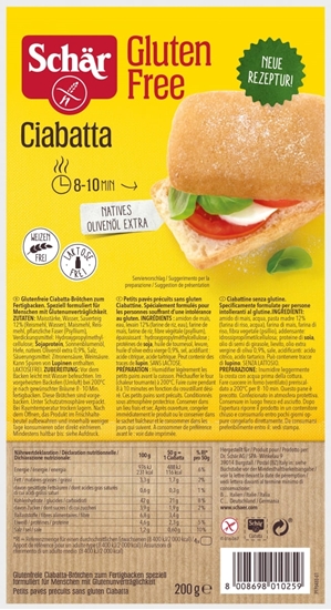 Изображение Schär Rolls, ciabatta baked rolls, gluten-free, 200 g