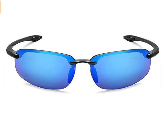 Изображение MAXJULI Sports Sunglasses Men Women Rimless Tr90 for Running Fishing Baseball Driving MJ8001, Color Name: blue
