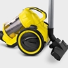 Picture of Karcher vacuum cleaner VC 3 bagless,  highly efficient Hepa filter, 700 Watt, yellow/black, handy, quiet and allergy friendly + cleaning accessory set