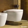Picture of Duravit ME by Starck wall-mounted, washdown toilet set, rimless, with white toilet seat
