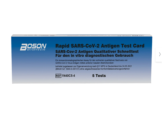 Picture of Set of 5 Boson Biotech Rapid SARS-CoV-2 antigen rapid test