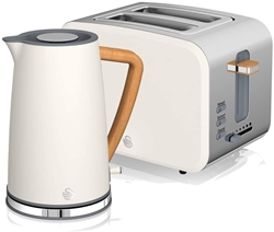 Изображение Swan Nordic Wireless Breakfast Set, 1.7 L, 2200 W, Wide Slit Toaster, 2 Slices, 3 Functions, Modern Design, Wood Effect