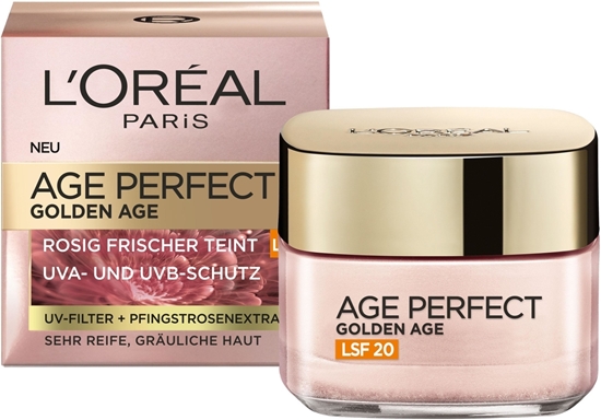Изображение L'Oréal Paris Age Perfect Golden Age, Антивозрастной уход за лицом, укрепление и сияние, для зрелой и бледной кожи, SPF 20, с экстрактом пиона, 50 мл