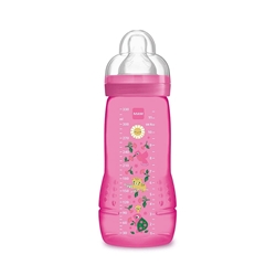 Изображение MAM Easy Active Baby Bottle 330 ml, Ergonomic Bottle, Large Learning Bottle, MAM No. 3 Silicone Teat and Leak Proof Lid, 4 Months, Pin