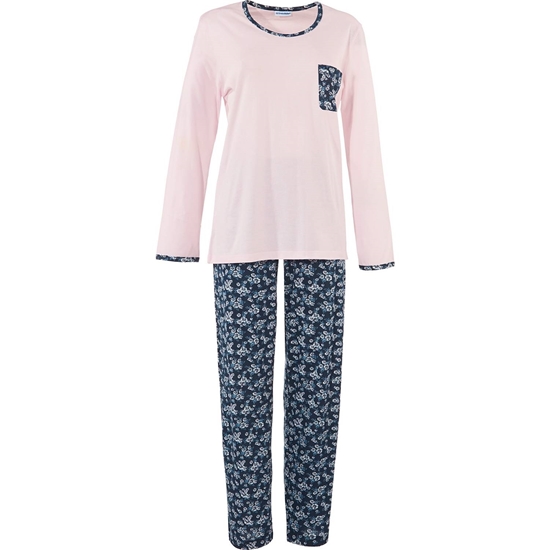 Picture of Erwin Müller single jersey women's pajamas,COLOR: pink / navy , Size : 44/46