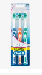 Изображение Oral-B Toothbrush 1-2-3 classic care medium, 3 pcs