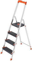 Изображение SONGMICS Ladder, 4 steps, aluminium ladder, 12 cm wide steps