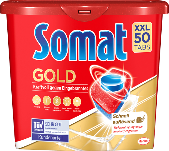 תמונה של לשוניות מדיח כלים זהב XXL, 50 יח' Somat