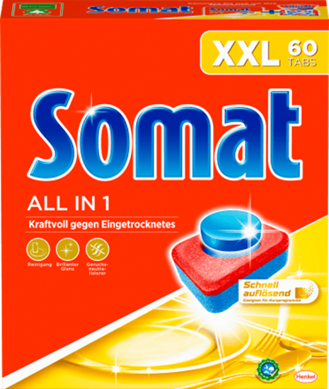 Изображение Somat Dishwasher tabs All in 1 XXL, 60 pcs