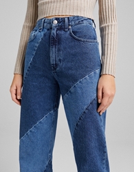 Изображение bershka ‘90s wide-leg denim contrast jeans, Size 34 