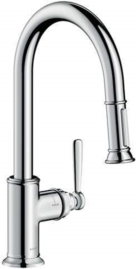 Picture of hansgrohe Axor Montreux kitchen mixer 16581800 stainless steel look, pull-out spray, swivelling