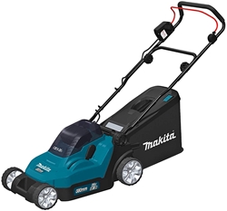 Picture of Makita DLM382Z Cordless Lawnmower, 38 cm Cutting Width, 2 x 18 V Batteries, 40 Litre Collection Bag