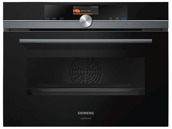 Picture of Siemens studioLine CM876G0B6 pyrolysis compact oven with microwave blackSteel