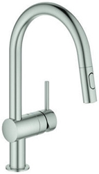 Изображение Grohe Minta single-lever sink mixer 32321DC2 supersteel, pull-out dual shower head, C-spout