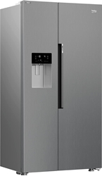 Изображение Beko GN162341XBN side-by-side combination, 91cm wide, 571L, NoFrost, water and ice dispenser, fixed water connection, stainless steel look