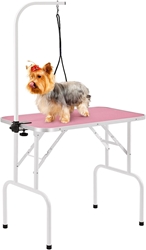 Изображение Yaheetech Dog Grooming Table, Trimming Table for Dogs, Dog Hairdressing Table, Dog Bath Table, Poodle Grooming, Dog Scissor Table, Height Adjustable, Non-Slip, Maximum Load 100 kg, Pink