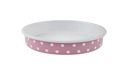 Picture of SALLY'S ENAMEL OVEN DISH - Ø32 CM DOTTED, Colour: Pastel pink polka dot
