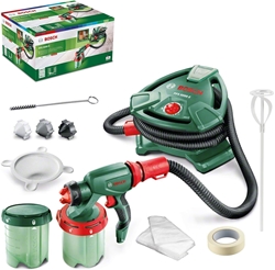 Picture of Bosch Paint Spray System PFS 5000 E (1200 W, 2x paint contrainers 1000 ml, nozzles for wall paint, lacquers, glazes, in carton packaging) - Amazon Edition