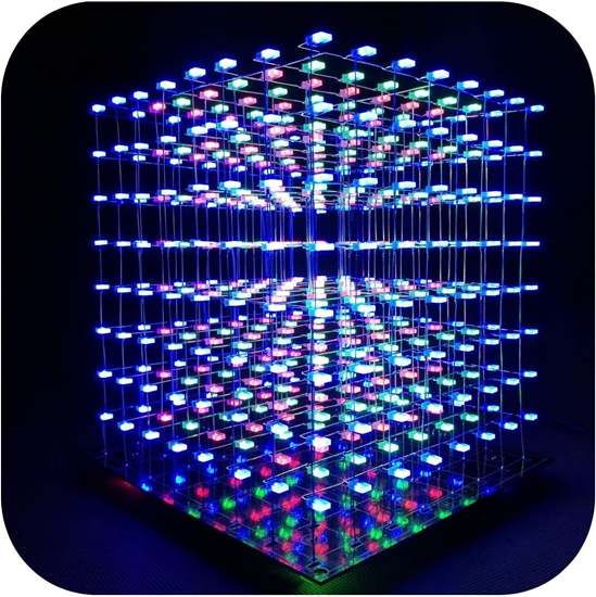 Изображение iCubeSmart 3D LED Cube Kit DIY Kit,  8 x 8 x 8 cm , Colour: Multi-coloured