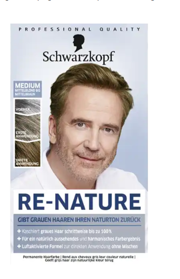 Изображение Schwarzkopf Re-Nature Re-pigmentation cream medium men medium blonde to medium brown, 1 pc