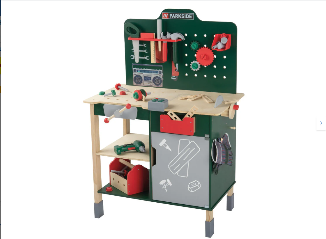 BerlinBuy. Playtive workbench, made of real wood, 74 pieces