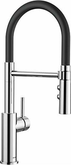 Изображение Blanco Catris-S Flexo single lever mixer, metallic surface, high pressure, flexible spout, chrome/black (525791)