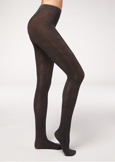 Изображение calzedonia Tights with cashmere and wave pattern, Color: 4960 - mottled gray wave 