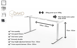 Изображение OAKO's height adjustable desk frame, White
