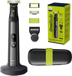 Picture of Philips electric shaver OneBlade Pro QP6651/30, attachments: 3, 360 degree blade, 14 length settings, including storage bag