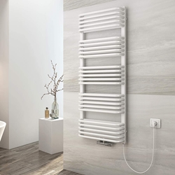 Picture of Emke Electric Bathroom / Towel Radiator for Water and Electricity with Cable and Plug (White)