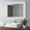 תמונה של מראת LED לאמבטיה עם תאורה, אור לבן חם, מראת קיר, גודל: 80x60 ס"מ מגע + נגד ערפל Emke